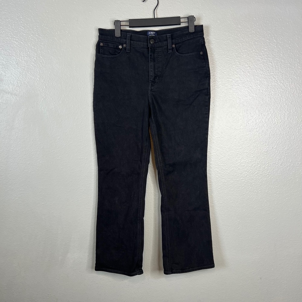 J Crew Mid Rise Flare Crop Jeans Sz 28 Black Black Kick Flare Ankle Stretch